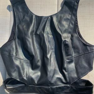 Never worn - Pac Sun Faux Black Leather Crop Top